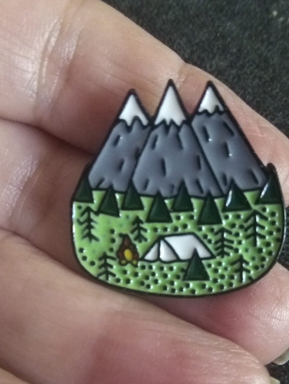 ⛰️Mountain Camping Enamel Lapel Pin - Green & Gray Cute enamel pin